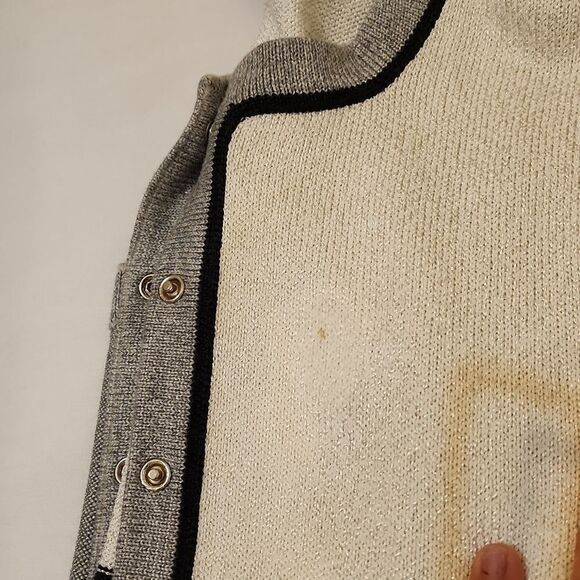 - ST.JOHN Cream, gray and black cardigan gold buttons - Picture 12 of 14